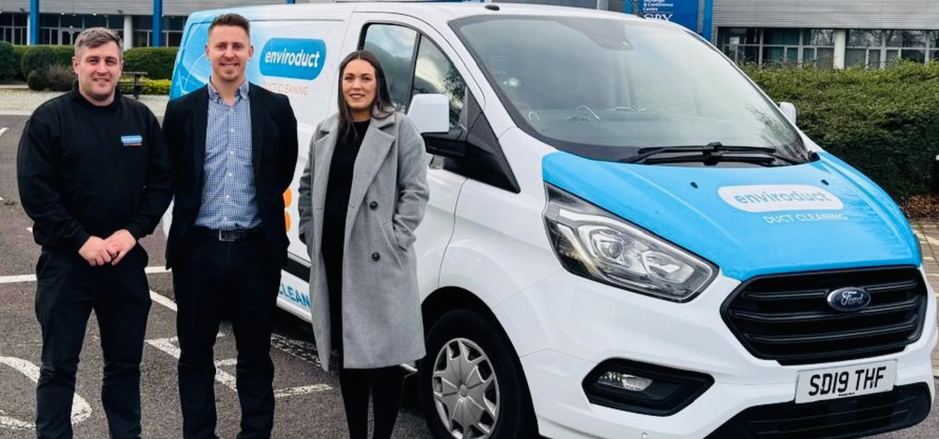 Pictured, from left to right are Ben Walker, Enviroduct founder and director; Callum Thompson, Green Zone Surveys' chief executive; and Rebecca Bravey, Green Zone Surveys' operations director