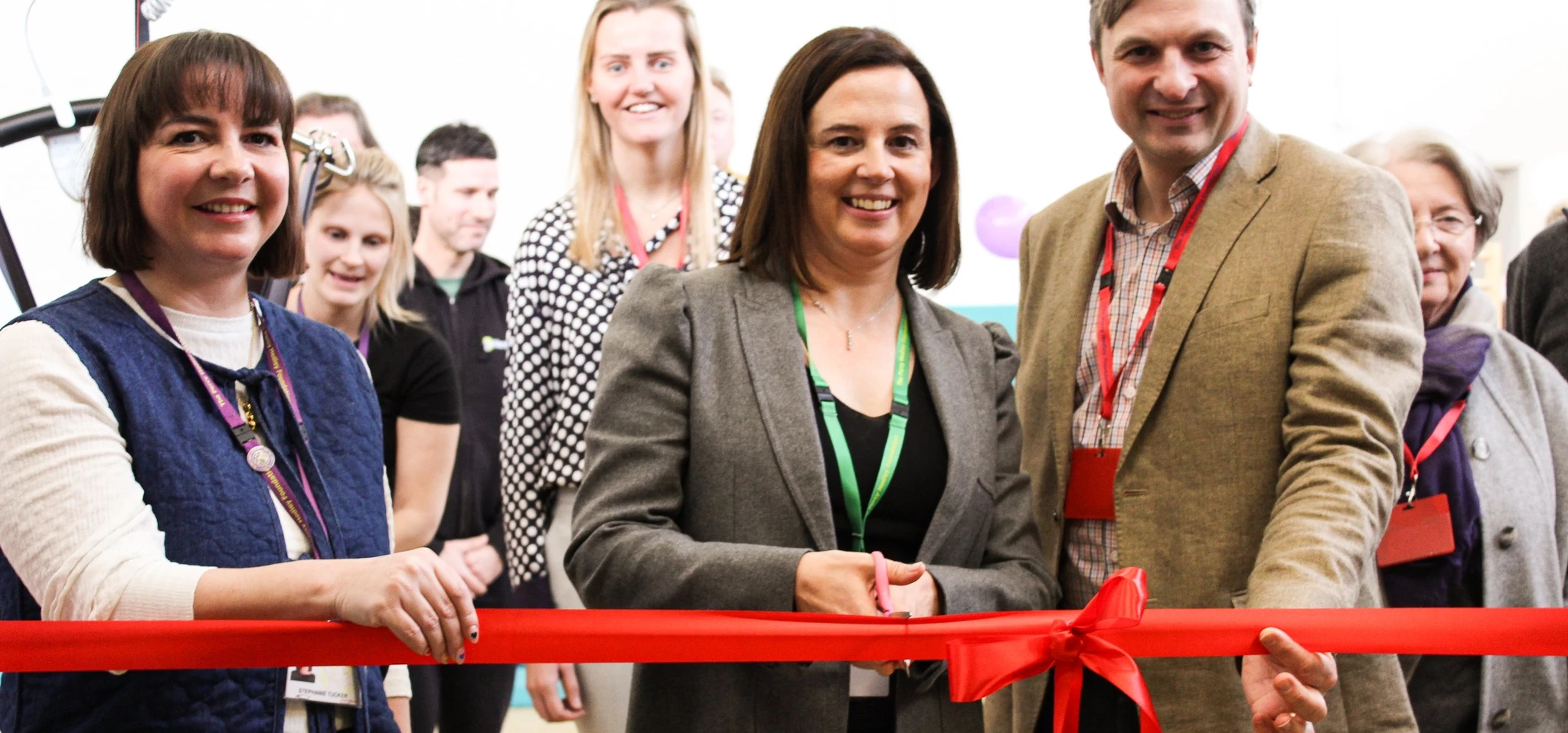 L-R: Physiotherapist, Stephanie Tucker, Kate Hellens and Gavin Cordwell-Smith of Hellens Group.